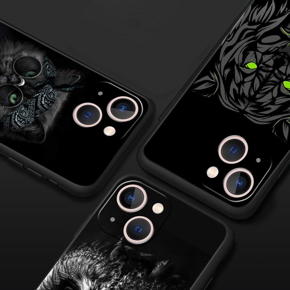 Animal Lion Wolf Tiger Phone Case For iPhone 17 16 15 Pro Max 11 12 13 14 7 8 Plus SE 2020 X XR XS Cover Soft Black