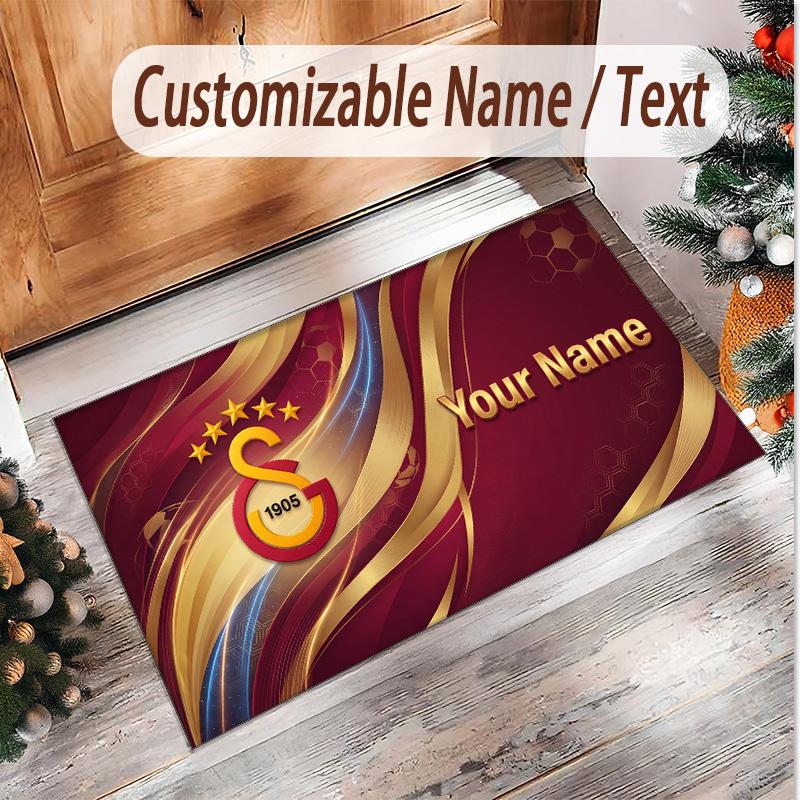 Personalized Crystal Velvet Carpet Galatasaray FC Pattern Non Slip Floor Rug