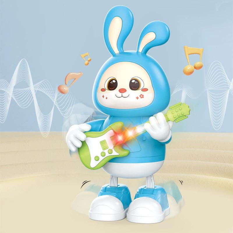 Dancing Bunny Toy With Music & Lights Rabbit Guitarist Musical Toy For Baby Legs Move & Body Twist Birthday Gift For Toddlers