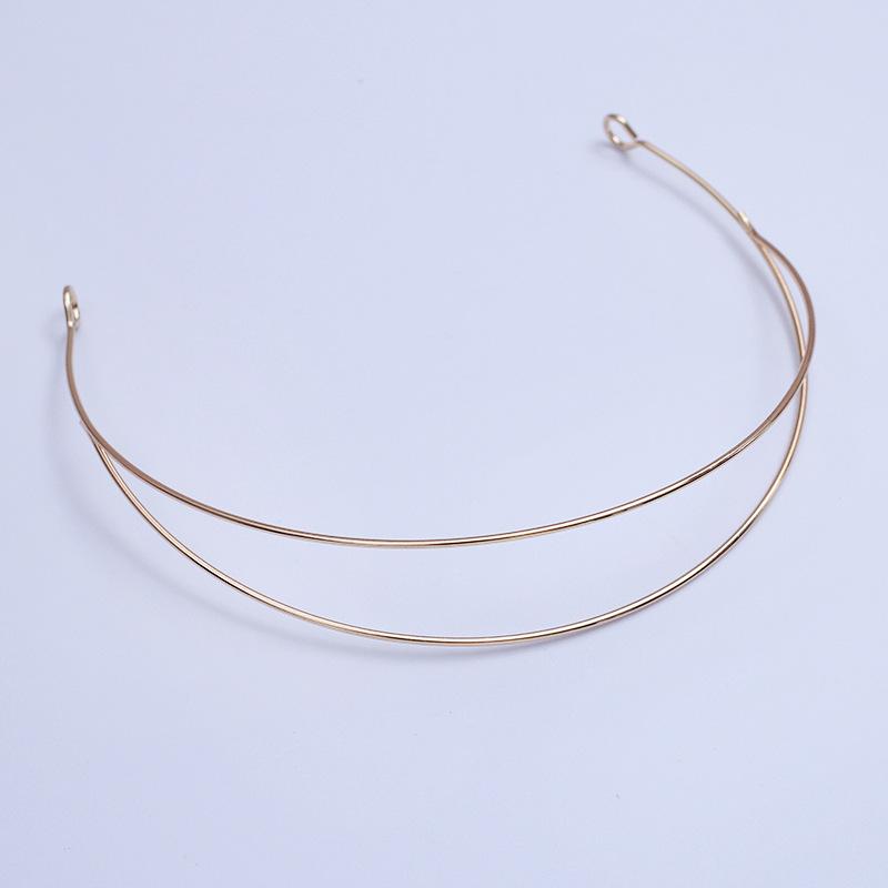 3pcs Metal Hairband Two-line Bride Crown Headdress Gold Silver Hairwear Head Hair Bands Base Setting Jewelry Components Wedding