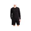 Emporio Armani EA7 T-shirt z długim rękawem, gładki splot, okrągły dekolt, męskie topy, czarny, 7M000227-AF10373-UC001