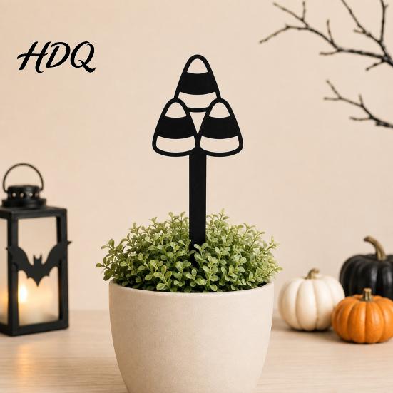 Witch Hat Flower Pot Decor 5Pcs Halloween Planter Stakes Acrylic Garden Sign for Outdoor Yard Lawn Backyard Indoor Potted Plant Accessories
