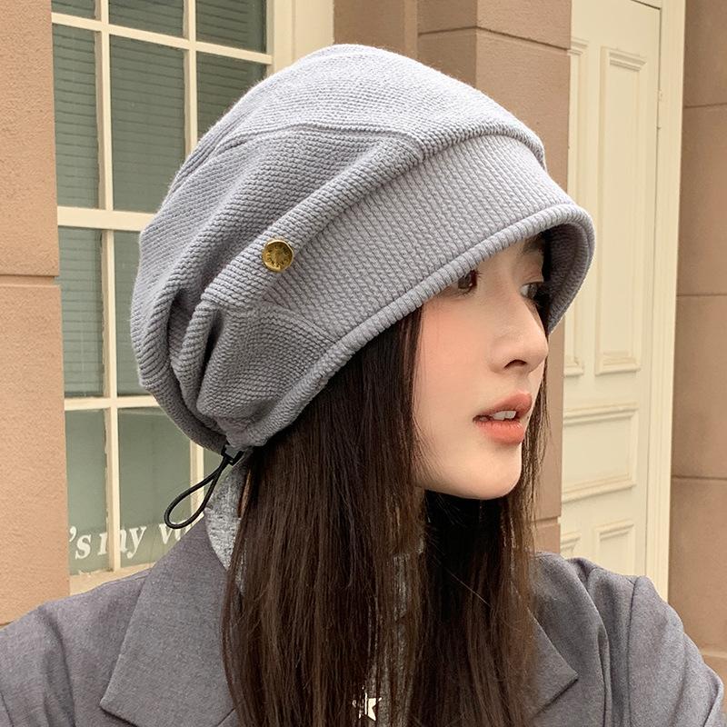 Autumn and Winter Hat Women's Fashion Retro Cold Hat Headband Hat Versatile Warm Pile Hat