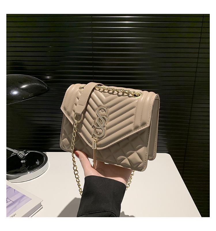 

Женская ретро сумка на плечо с цепочкой 2024: Простая повседневная летняя модная сумочка хаки