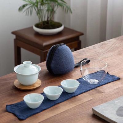 Ceramic Kung Fu Tea Set Portable Quick Tea Cup One Pot Three Cups Glass Gongdao Cup