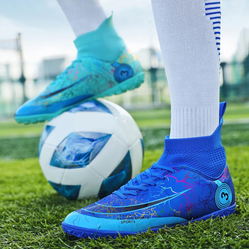 

Большие размеры, новые высокие футбольные бутсы для взрослых, мужские, с длинными ногтями, AG, детские, TF, со сломанными ногтями, дышащие, студенческие тренировочные кроссовки для женщин 31