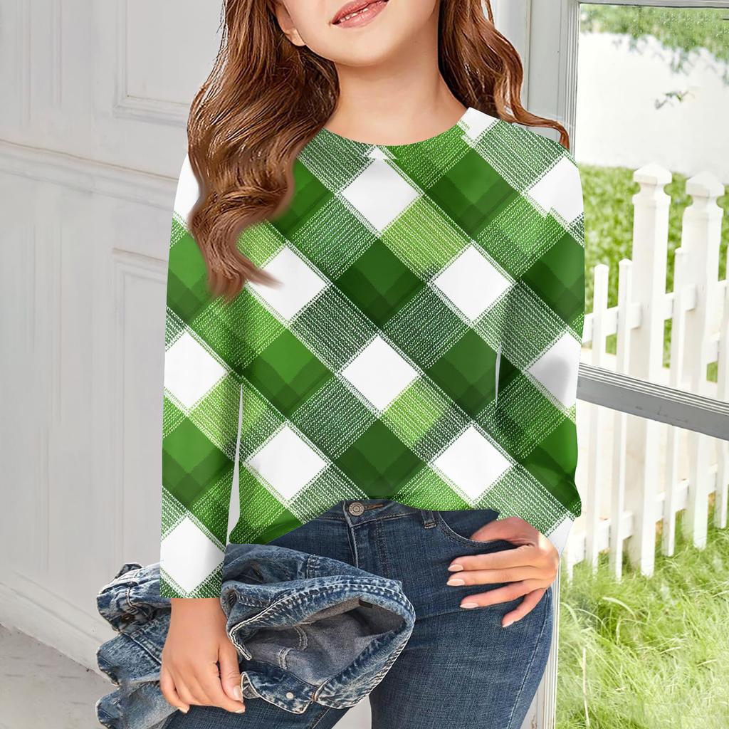 Girls Long Sleeve T Shirts Kids Fall Tops Crewneck Printed Basic Tees Saint Patrick's Day