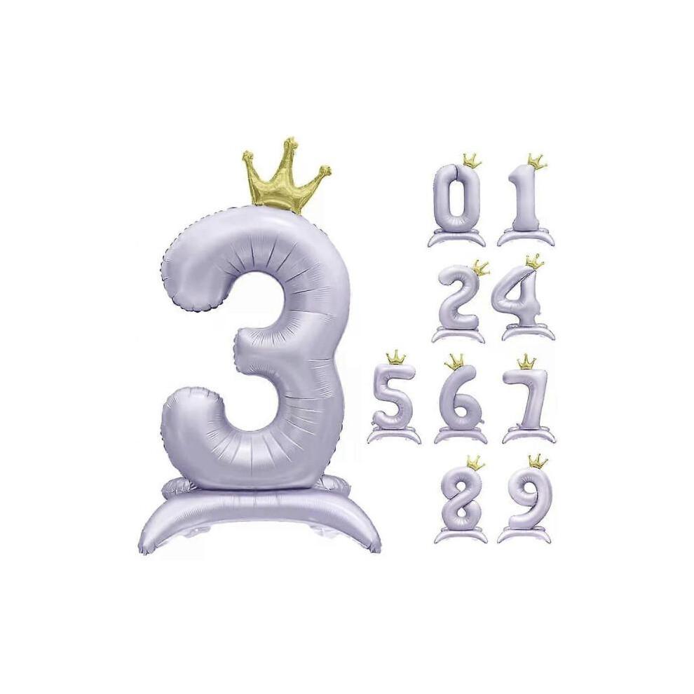 (Purple)2pcs 39" Pink Number Foil Balloons Set with Butterflies for Birthday Wedding Party Decor