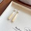 New Chinese-style smudged agate water drop ear hook, simple and advanced earrings, versatile and exquisite temperament, national style trend earrings