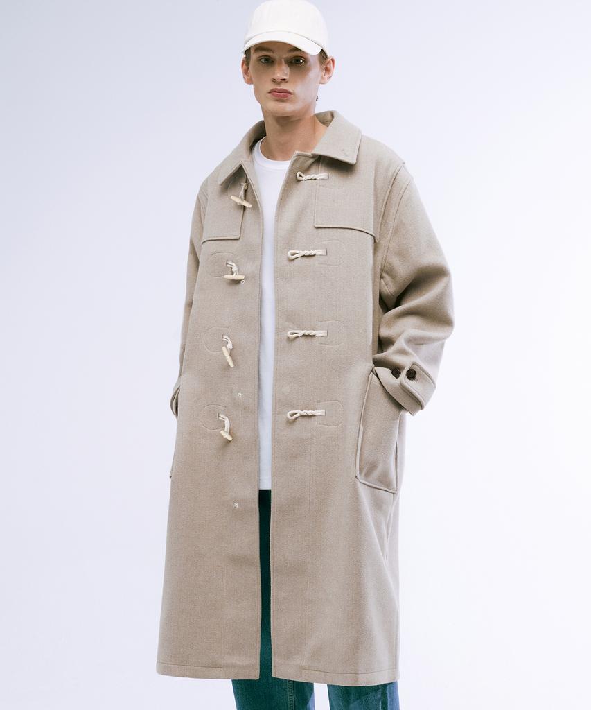 Trillion Unisex Balmacaan Duffle Long Coat (Beige)