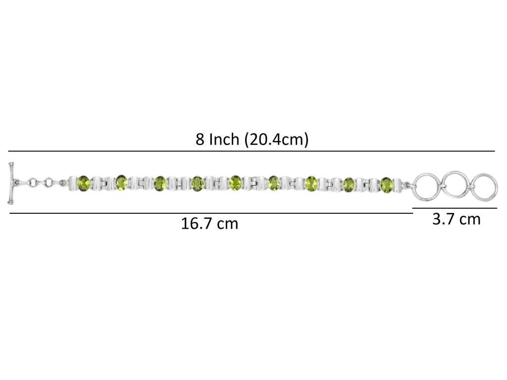 Bracciale in Peridoto Naturale: Gioielli in Argento Sterling 925 con Pietre Verdi
