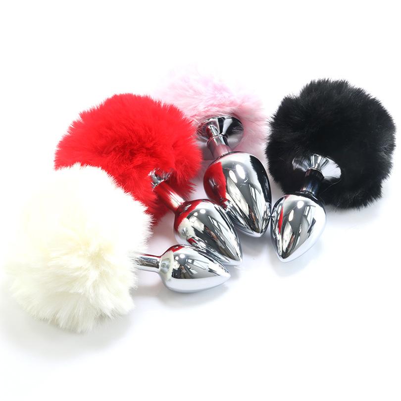 Anal Plug Rabbit Tail Role Play Stainless Steel Prostate Smooth Touch Metal Bunny Tail Sex Toys for Women Men Gay