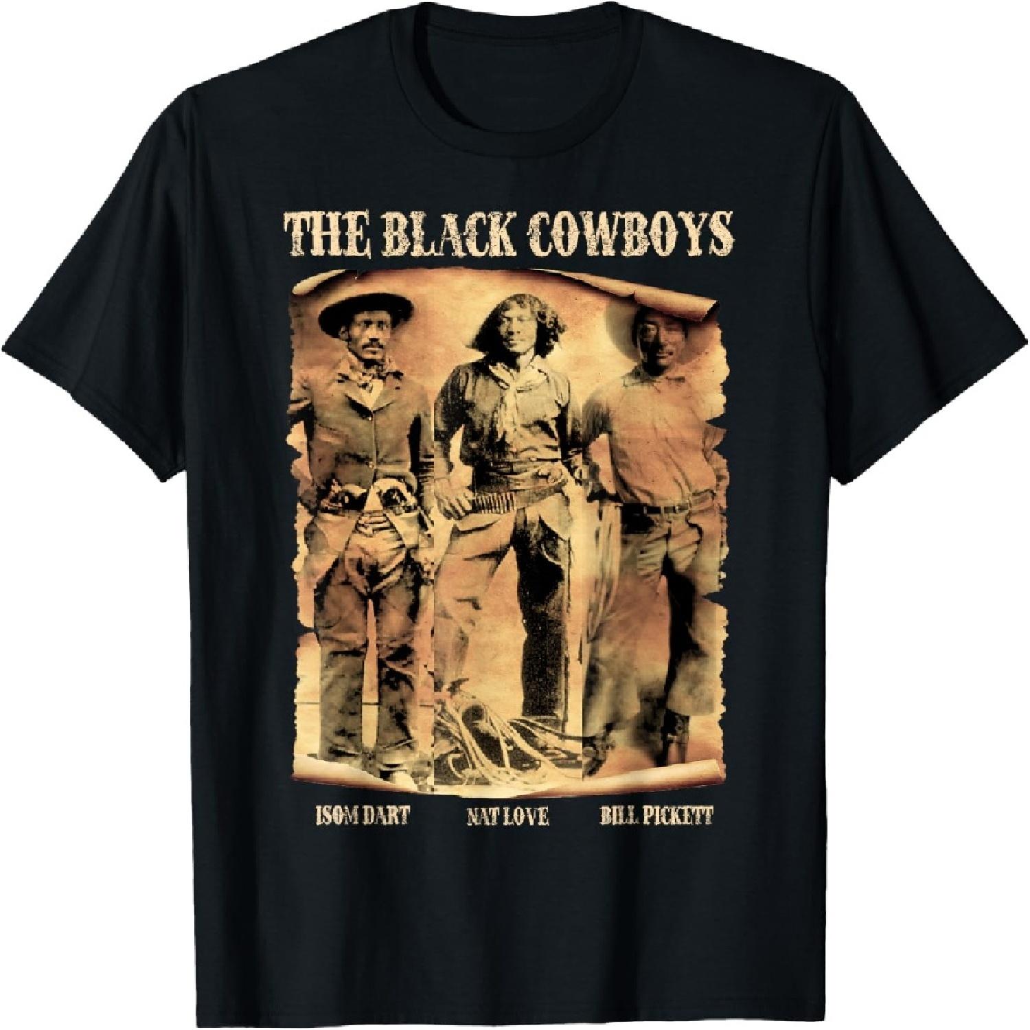 Black Cowboys Heroes Western Rodeo Melanin Black History T-Shirt S
