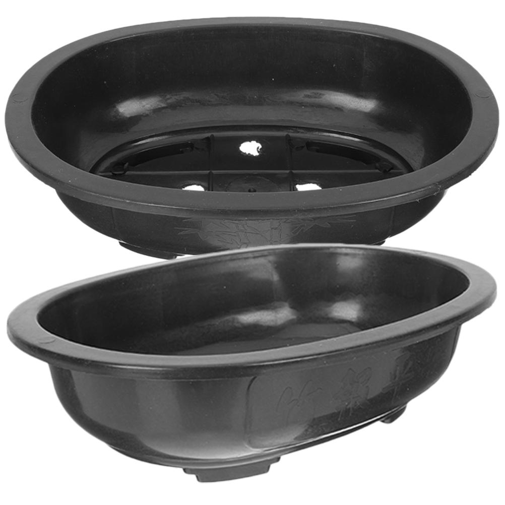 

2 шт. Горшки для бонсай, цветочный горшок, овальная кашпо, украшение-контейнер, пластиковый, для посадки, домашний, большой, садовый, держатель, садоводство, офис 30.5X23CM