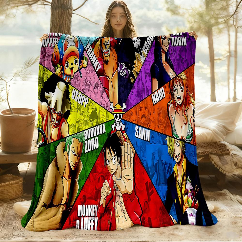 1PC One Piece Characters Outdoor Blanket Lightweight Flannel, Soft & Warm, All-Season Use for Sofa, Outdoor, Camping, Living Room, Office82
