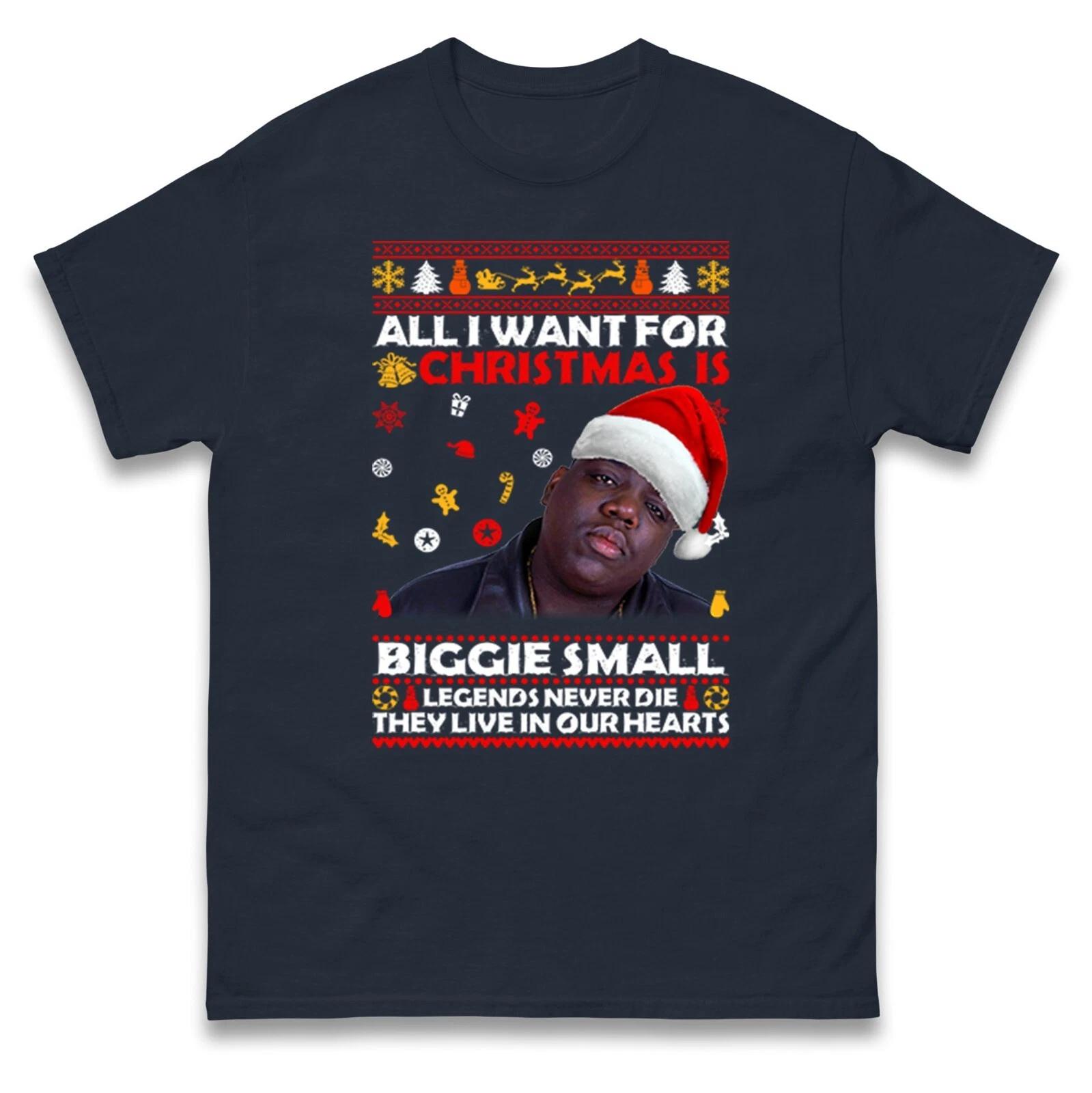 All I Want For Christmas is Biggie Small Rapper TShirt,Music Lover Christmas Tee M