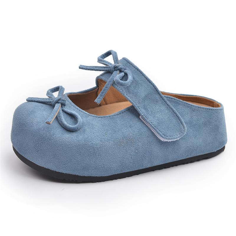 Fashion Retro Style Women's Shoes Autumn Height-enhancing Fashionable Bow Outdoor Round-toed Mary Jane Shoes