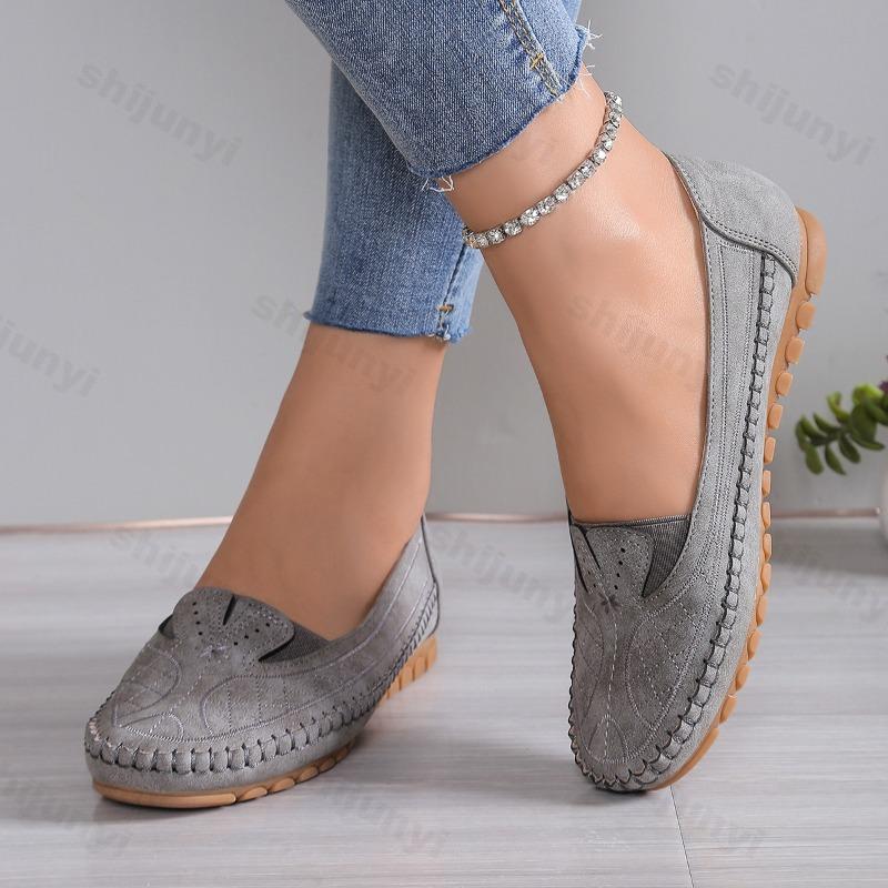 Women Loafers Large Size New Fashion Breathable Slip On Flats Retro Sewing Comfortable Soft Casual Shoes Zapatos De Mujer