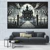 1pc, Haunted Manor Halloween Party Backdrop Fabric, Birthday Banner and Flag Supplies, Cake Table Party Decoration