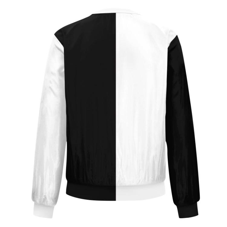 Print Round Neck Casual Long Sleeve Zipper Jacket Fashionable Women