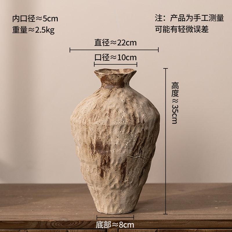 Chinese Zen Ceramic Vase for Water Culture - Retro Homestay Decor, Dried Flower Boho Tabletop Centerpiece - Handmade Rustic Art