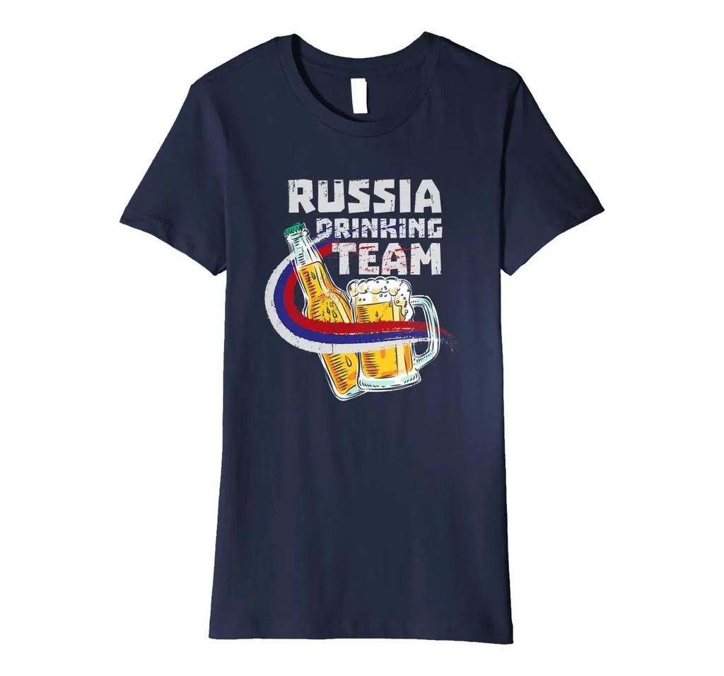 Funny Russian Flag Beer Russia Drinking Team TShirt 100 Cotton ONeck Summer Short Sleeve Casual Mens Tshirt Size S3XL