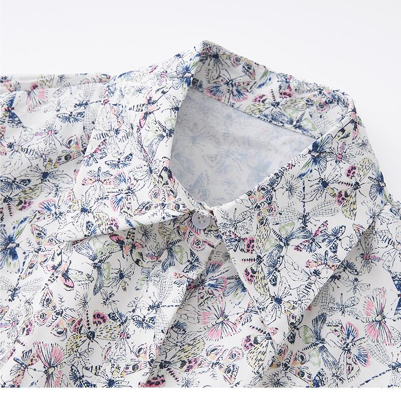 Elegant Women's French Butterfly Print Waist-Hugging Summer Dress