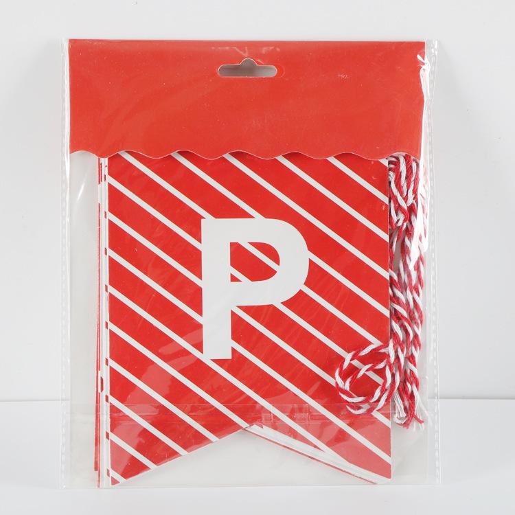 Red Birthday Cake Candle Birthday Flag Party Decoration Arrangement Happy Birthday Banner