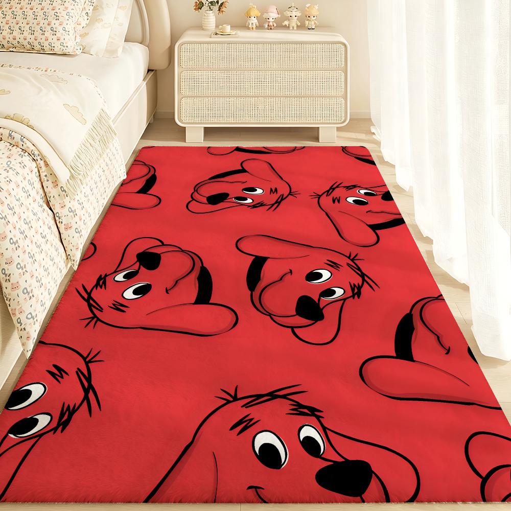 Clifford t-the B-Big R-Red D-Dog Floor Mat Soft Cartoon Flannel Non-Slip Kids Play Mat & Entrance Door Mat for Bathroom Bedroom