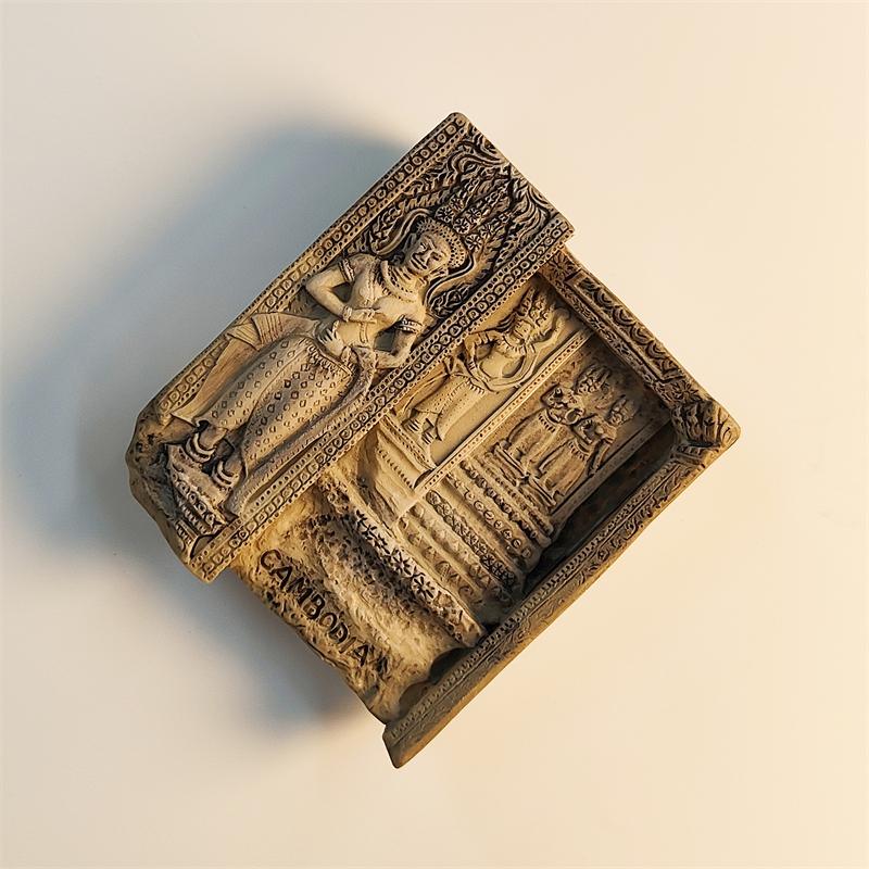 Cambodia Angkor Wat Shiguan Goddess 3D Stereoscopic Tourism Souvenirs Resin Painting Decoration Home Refrigerator Magnets