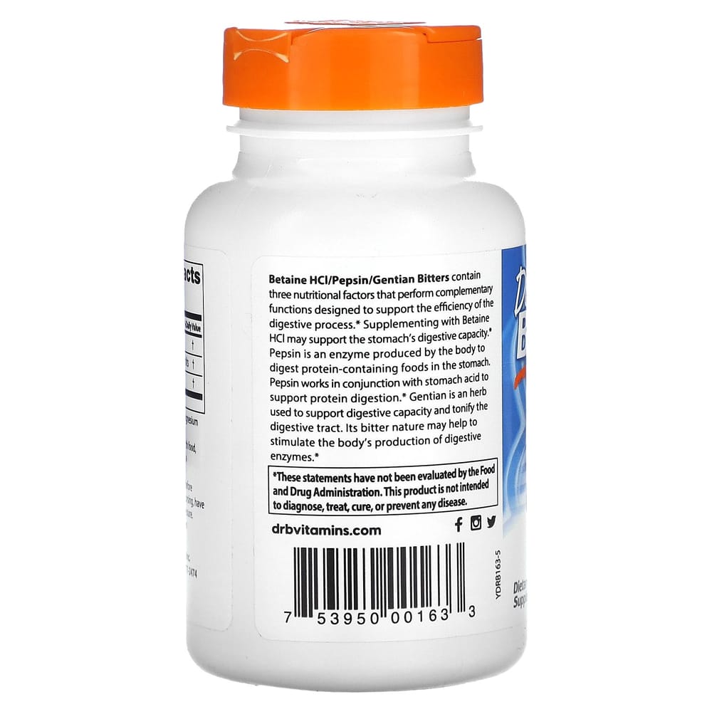 Doctor's Best Betaina HCl Pepsina & Amari di Genziana 120 Capsule