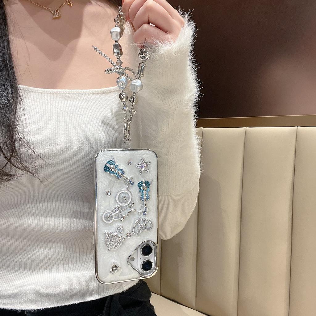 For iPhone 16 Case Guitar Bicycle 3D Epoxy Design Phone Back Cover with Strap