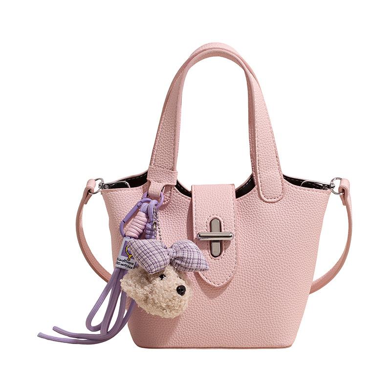 Han Simple Portable Bucket Bag Women's 2026 Spring New Fashion Textured Shoulder Crossbody Bag