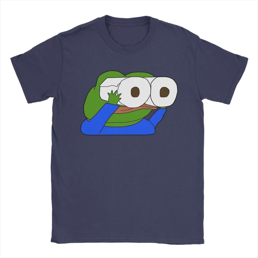 Pepes Toilet Paper Roll Binoculars Printed T Shirt Men Women Funny Meme Pure Cotton Tee Shirt Clothing