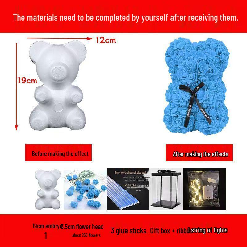 Handmade Everlasting Rose Bear DIY Kit for Valentine's & Qixi Festival