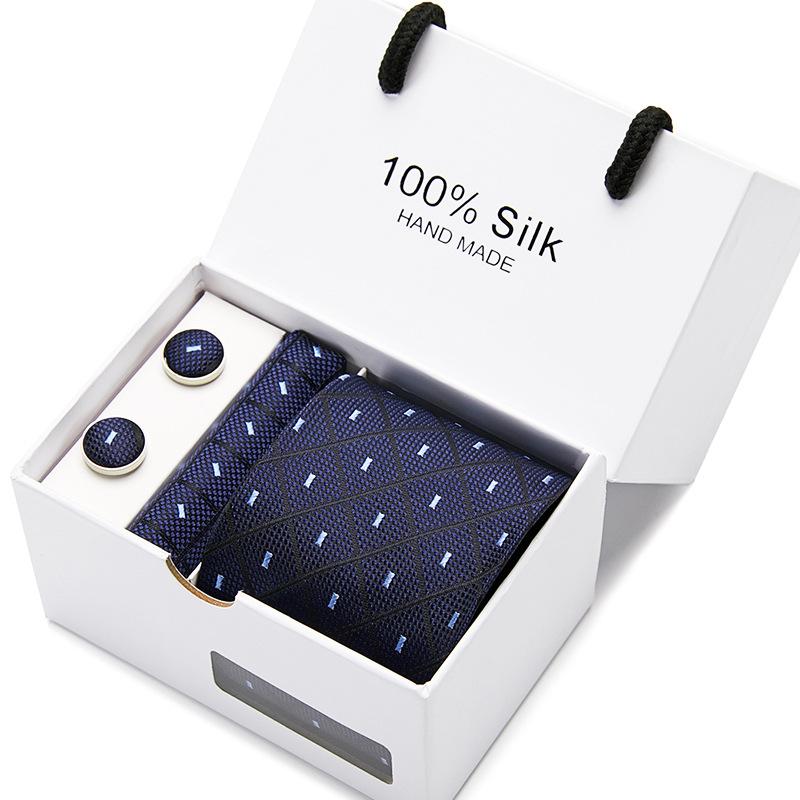 Men'S Tie Gift Box 5-Piece Set Tie Pocket Towel Scarf Cuff