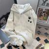 2025 New Niche American Women's Autumn and Winter Fleece Thickened Men's Couple Hooded Sweater Loose and Casual