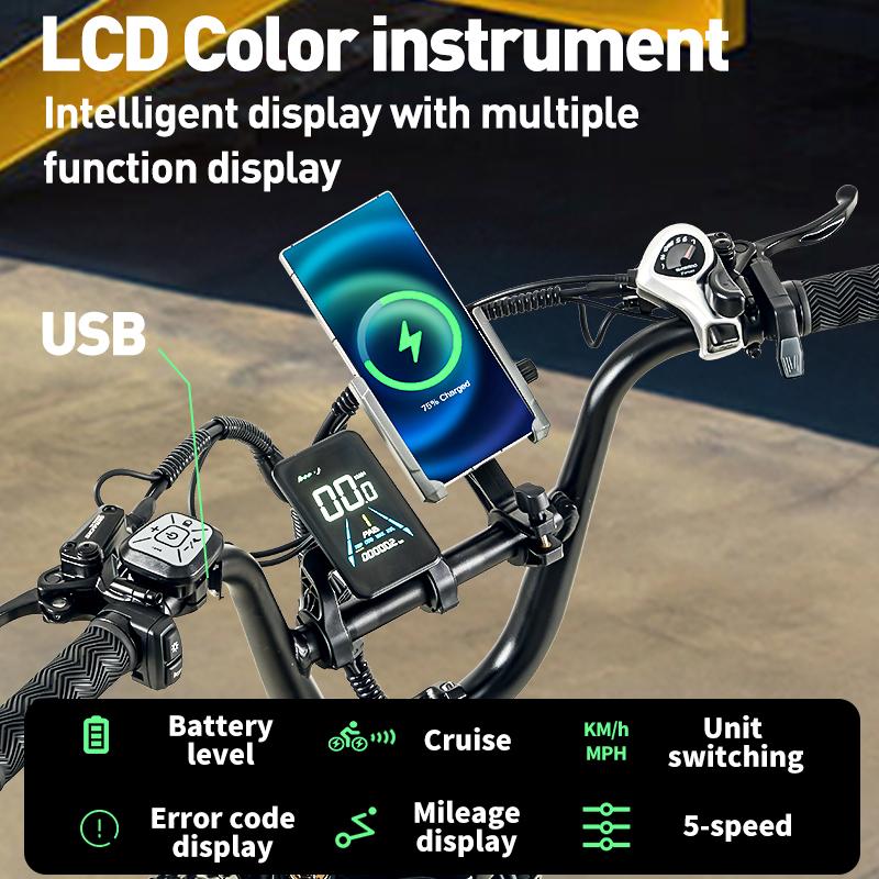 BURCHDA NEW AZ20 1000W 45km/h 20-inch electric bike, 48V 20Ah lithium battery, Ebike 4.0 Fatbike for adults