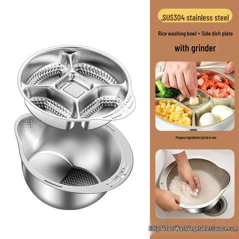 304 Stainless Steel Compartmented Seasoning Plate for Stir-fry Meal Preparation
