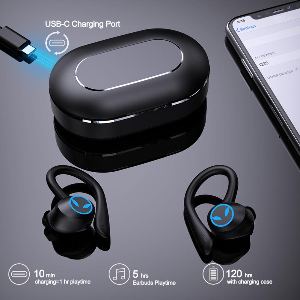 

Беспроводные наушники Bluetooth 5.1 с шумоподавлением Hi-Fi стерео басовые наушники водонепроницаемая спортивная игровая музыкальная гарнитура с микрофоном для iPhone чёрный