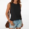 Summer New Women's Solid Color Sleeveless Knit T-Shirt Casual Round Neck Tank Top