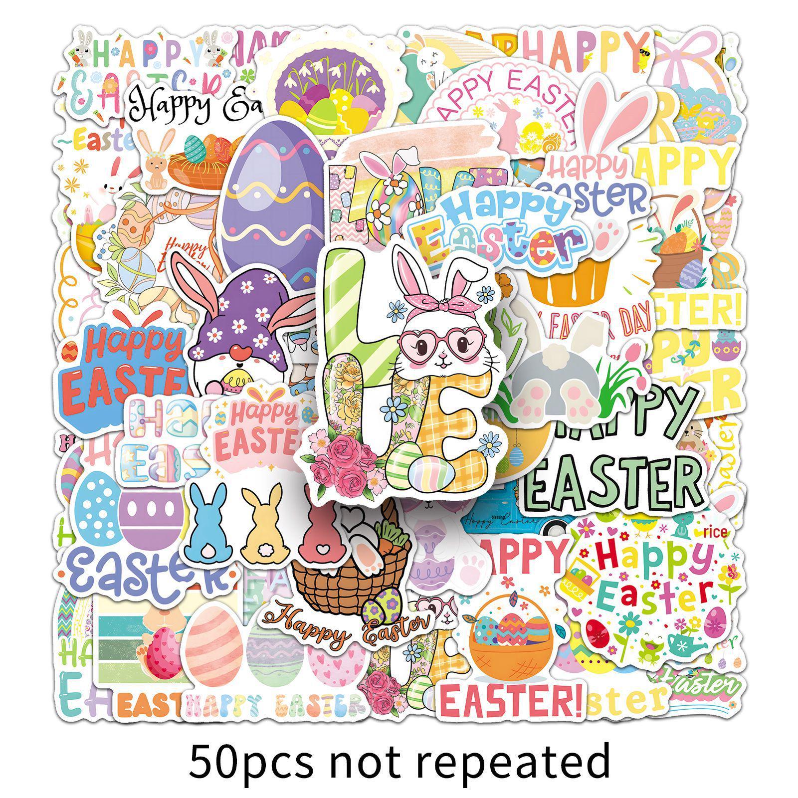 Easter Festival Series: 50 Creative Cartoon Stickers for Water Bottles, Desktops, and Suitcases