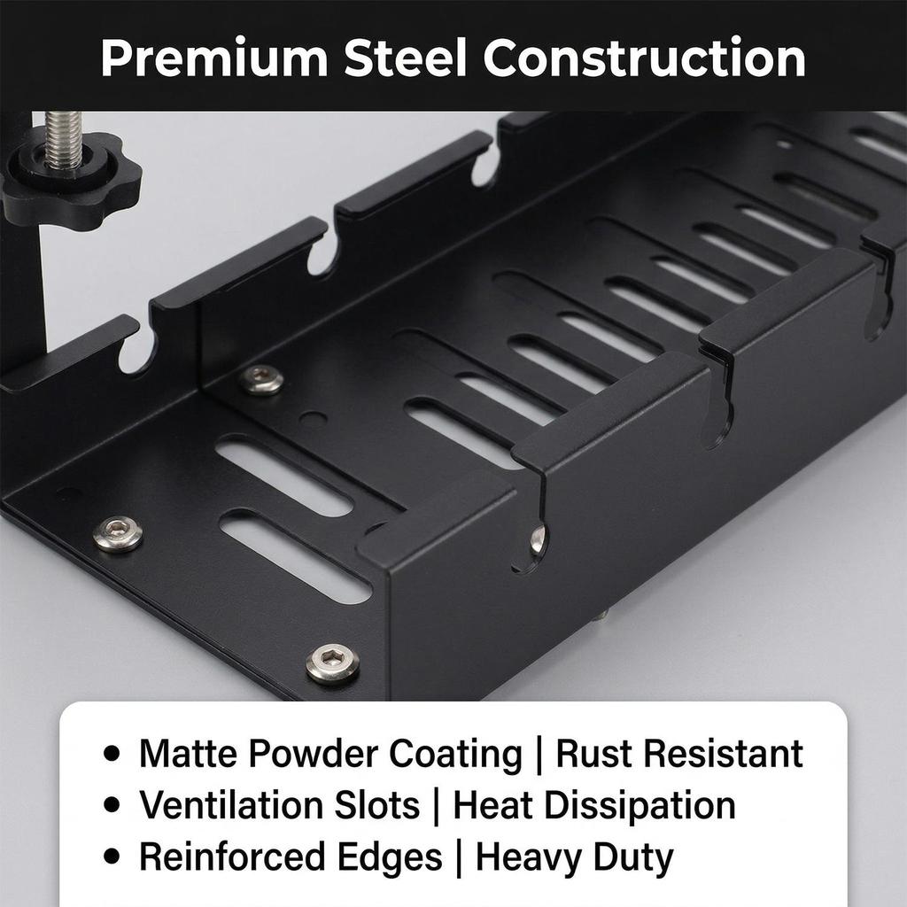 No Drilling Under Desk Rack Wire Management Tray Retractable Cable Organizers Home Office PC Router Data Wire Metal Storage Rack