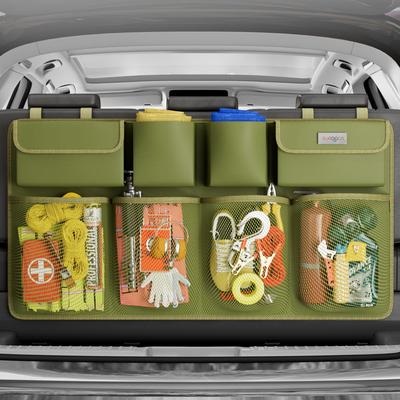 SURDOCA Extra Large Trunk Organizer for Cars 3rd Generation Upgraded Car Trunk Organizer SUV with 4 Strips Hanging Car Storage Organizer with 8 Large