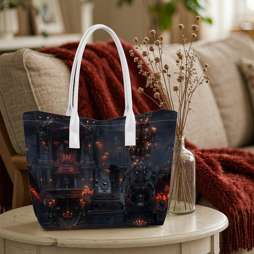 Gothic Dark Print Tote Bag Daily Use Shopper Shoulder Bag Fashion Unique Design Portable Handbag for Outdoor Street