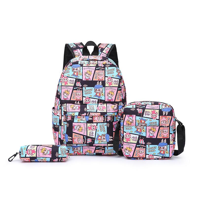 

School bag cartoon Labub leisure travel backpack 2025 new school bag backpack for primary school students 32 чорний