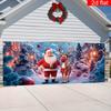 2D flat banner 1 large Christmas polyester garage door banner cartoon snow Santa sika deer pattern