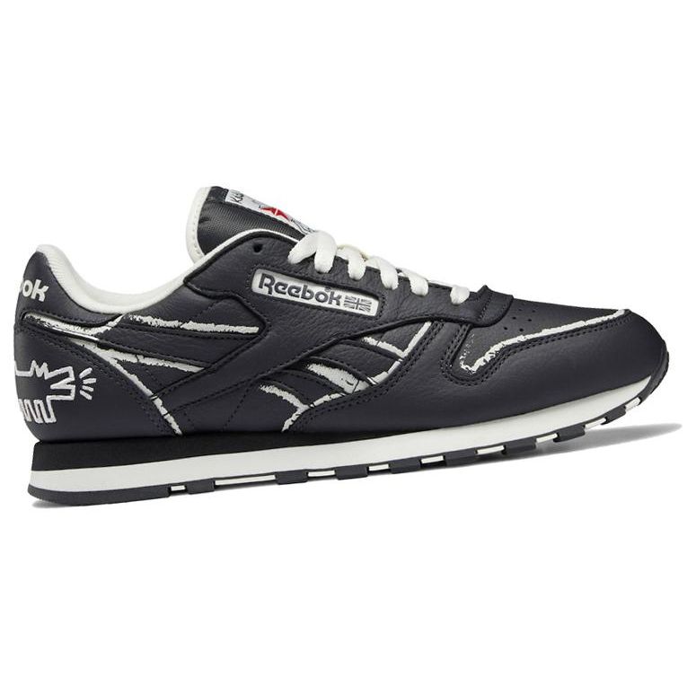 Keith Haring x Reebok Classic Leather Hond Schoolbord Krijttekening Heren Sneakers Grijs Puur-Grijs-8 GZ1456