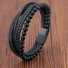 Charm Braid Rope Bracelet For Men Stainless Steel Magnetic Buckle Genuine Leather Bracelets & Bangles Male Female Jewelry