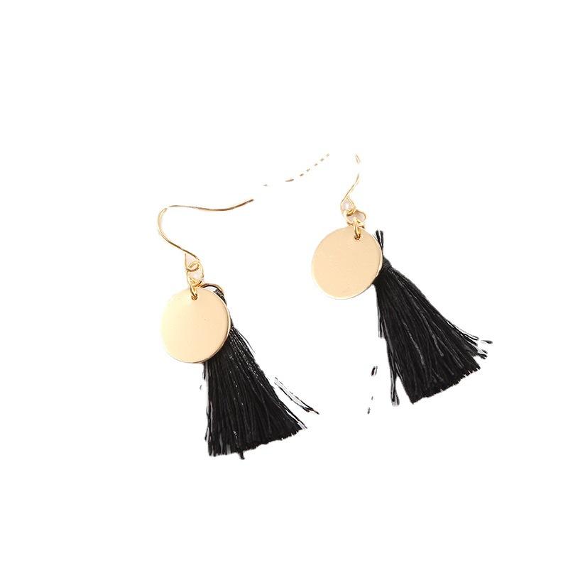 Cercei cu franjuri disc, eleganti și simpli, lucrați manual, cercei cu franjuri de lână pentru femei